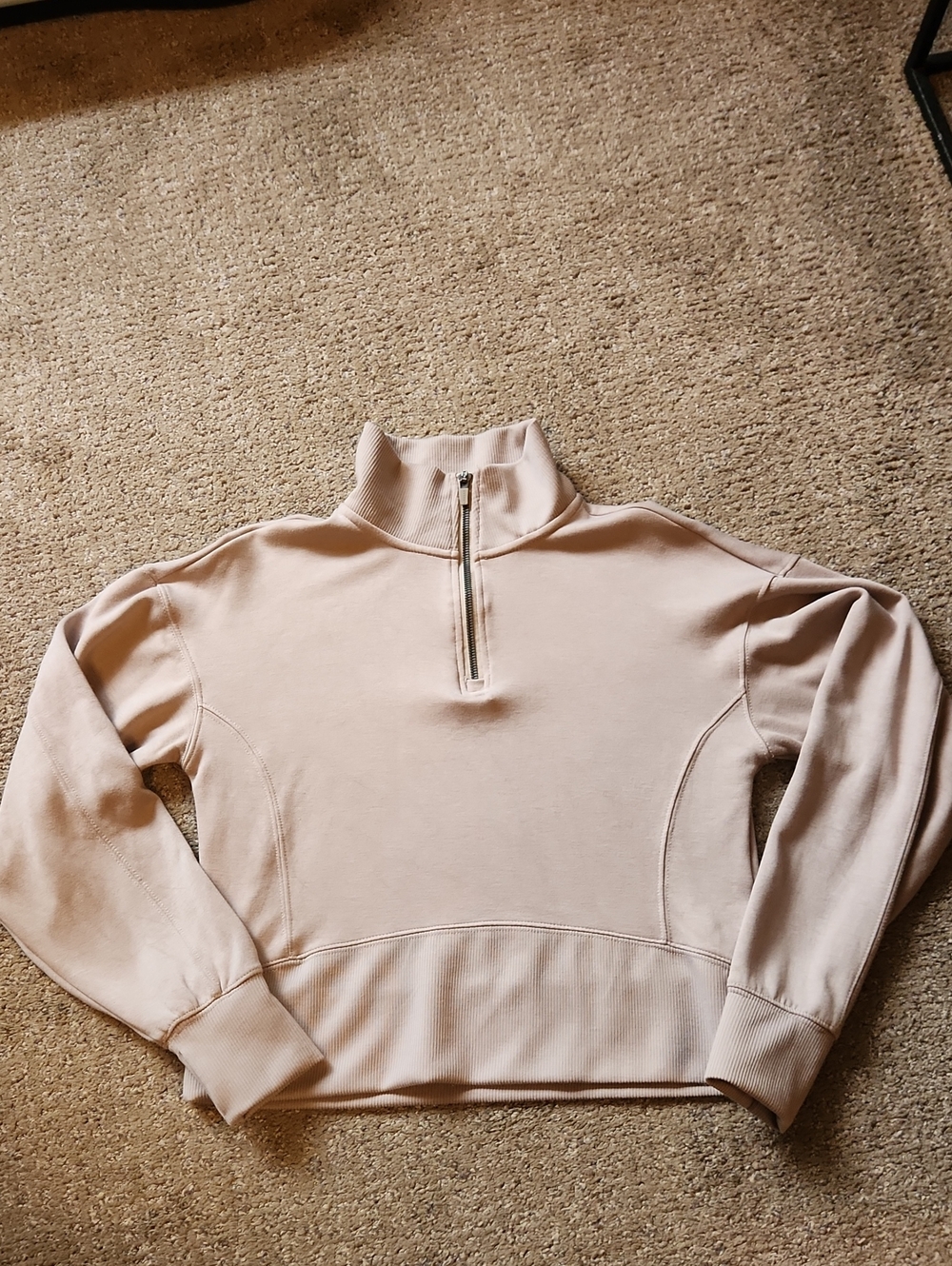 Danskin Light Beige Half-Zip Cowl Neck Pullover